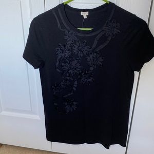 J. Crew Factory Black T-shirt with Ribbon Detail NWT